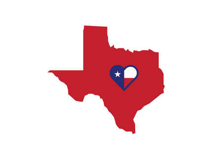 Texas map flag heart love vector illustrationのイラスト素材