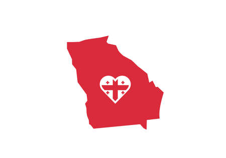 Georgia map flag heart love vector illustrationのイラスト素材