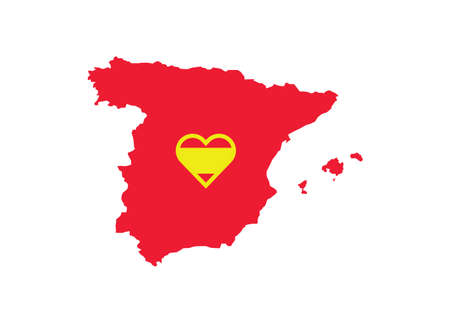 Spain map flag heart love vector illustration