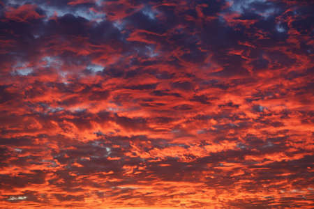 Sky sunset in the evening with colorful sunlight, orange and blue clouds. Beautiful majestic nature...