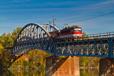 Train on the bridge .の写真素材