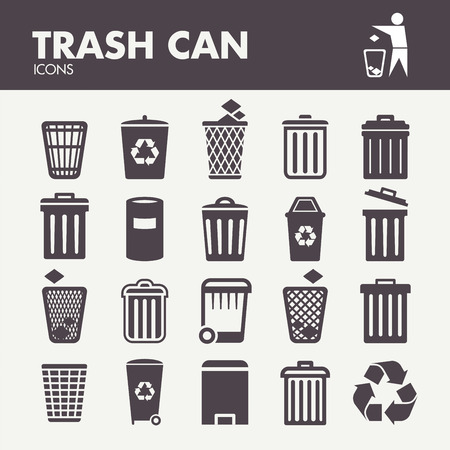 Trash can. Icons set in vectorのイラスト素材
