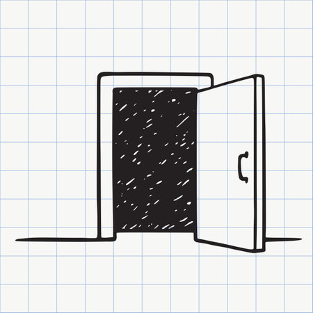 Door doodle icon. Open way concept. Hand drawn sketch in vectorのイラスト素材