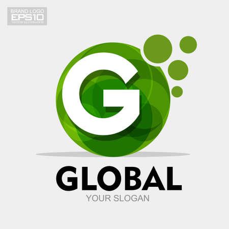letter alphabet G green global logo vectorのイラスト素材