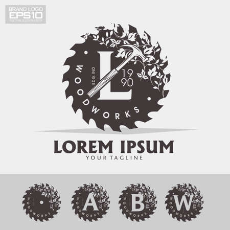 Logo design, woodworking work, circle sawのイラスト素材