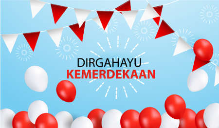 Anniversary Independence Day of the Republic of Indonesia. Banner Template Vector.のイラスト素材