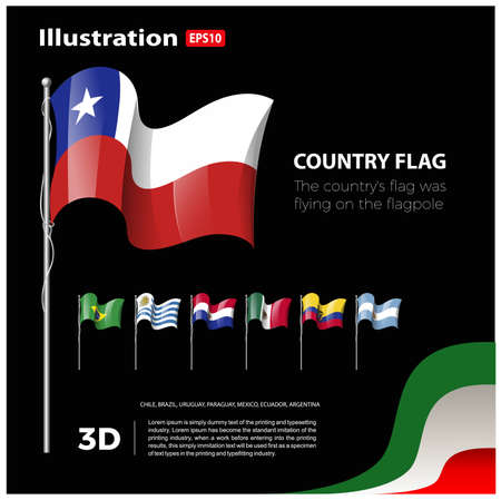 vector design of flags of countries in the world. 3 dimensionsのイラスト素材