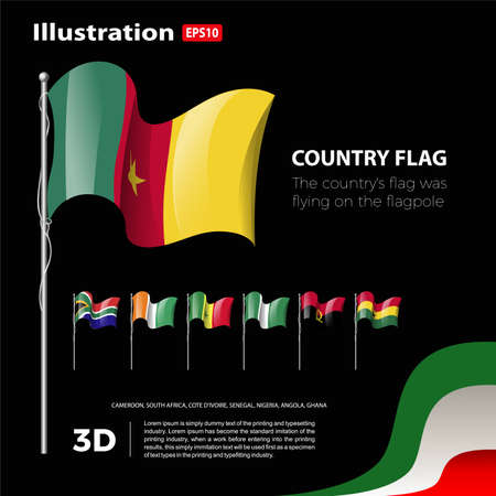 vector design of flags of countries in the world. 3 dimensionsのイラスト素材