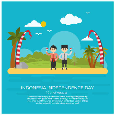 Happy Independence Day of Indonesia. Greeting card, Banner, Flyer designのイラスト素材