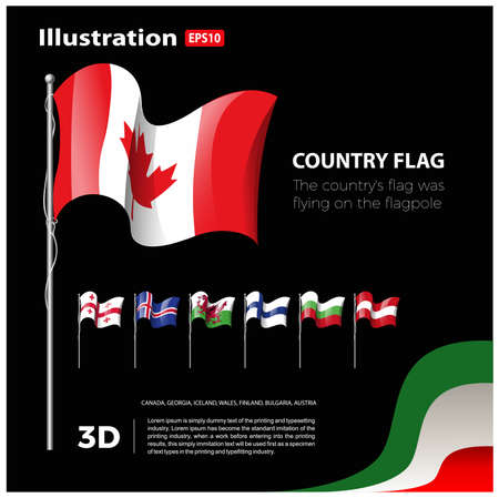 vector design of flags of countries in the world. 3 dimensionsのイラスト素材