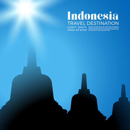 Borobudur temple vector. Greeting card, Banner, Flyer designのイラスト素材