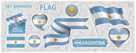 Happy National Day of Argentina. Set Banners, Flyer designのイラスト素材