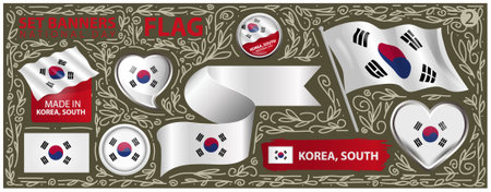 Happy National Day of South Korea. Set of Banners. Flyer designのイラスト素材
