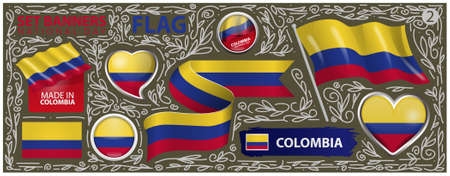Happy National Day of Colombia. Set of Banners. Flyer designのイラスト素材