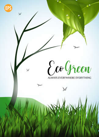 eco green poster. environmentally friendly always everywhere everything. vector illustrationのイラスト素材