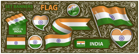 Happy National Day of India. Set of Banners. Flyer designのイラスト素材