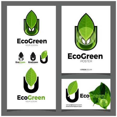 Letter u. eco green logo. vector illustrationのイラスト素材