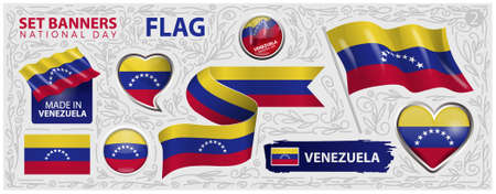 Happy National Day of Venezuela. Set of Banners. Flyer designのイラスト素材