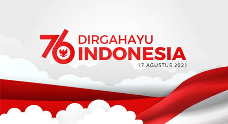 76 Years Of Independence Day Republic Of Indonesia. Dirgahayu Kemerdekaan. (English translation: Indonesian independence). Illustration Logo, Banner, Poster Designのイラスト素材