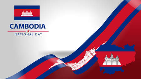 Happy National Day of cambodia. Set of Banners. Flyer design. Posterのイラスト素材