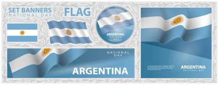 Happy National Day of Argentina. Set of Banners. Flyer design. posterのイラスト素材