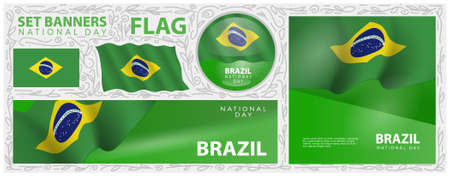 Happy National Day of Brazil. Set of Banners. Flyer design. posterのイラスト素材