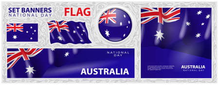 Happy National Day of Australia. Set of Banners. Flyer design. posterのイラスト素材