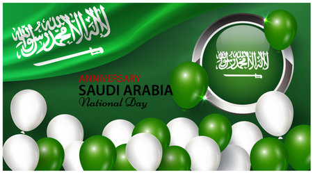 Happy anniversary National Day of Saudi Arabia. Banners. Flyer design. posterのイラスト素材