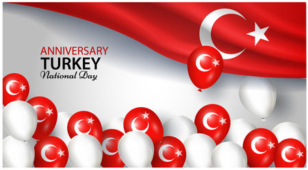Happy anniversary National Day of Turkey. Banners. Flyer design. posterのイラスト素材