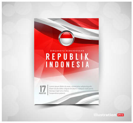 Independence Day of the Republic of Indonesia. Dirgahayu Kemerdekaan. (English translation: Indonesian independence). Illustration Banner Template Design. Posterのイラスト素材