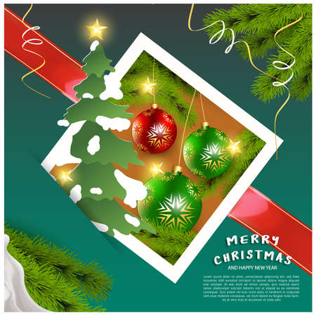Merry Chrismast and Happy New Year. greeting card design, poster, banner, flyerのイラスト素材