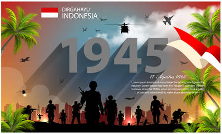 Aniversary Independence Day Republic Of Indonesia. Dirgahayu Kemerdekaan. (English Translate : independence of Indonesia). Vector Template Design Illustrationのイラスト素材