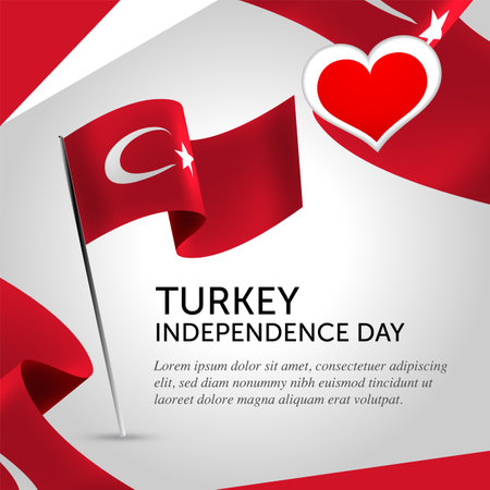Turkey Independence Day Celebration. Banner, Greeting card, Flyer design. Poster Template Designのイラスト素材