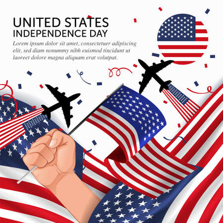 United States Independence Day Celebration. Banner, Greeting card, Flyer design. Poster Template Designのイラスト素材