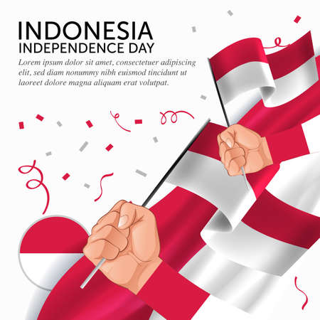 Indonesia Independence Day Anniversary. Banner, Greeting card, Flyer design. Poster Template Designのイラスト素材