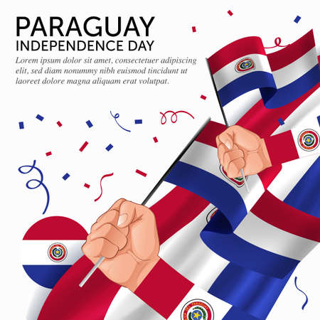 Paraguay Independence Day Celebration. Banner, Greeting card, Flyer design. Poster Template Designのイラスト素材