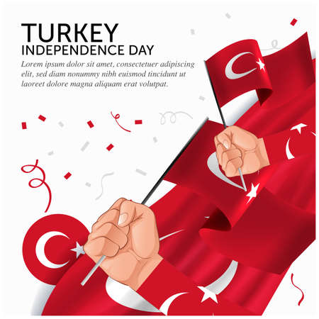 Turkey Independence Day Anniversary. Banner, Greeting card, Flyer design. Poster Template Designのイラスト素材
