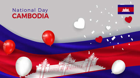 Happy National Day Cambodia. Banner, Greeting card, Flyer design. Poster Template Designのイラスト素材