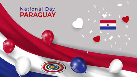 Happy anniversary National Day of Paraguay. Banners. Flyer design. posterのイラスト素材