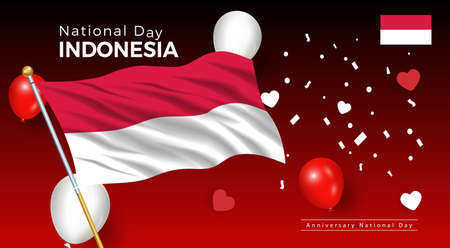 Happy anniversary National Day of Indonesia. Banners. Flyer design. posterのイラスト素材