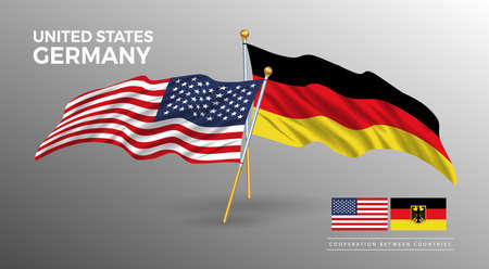 United States and Germany flag poster. realistic country flag style drawingのイラスト素材