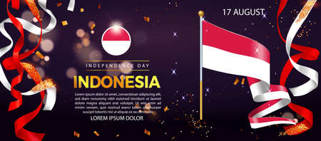 Independence Day of Indonesia. Banner Illustration, Poster Template Designのイラスト素材