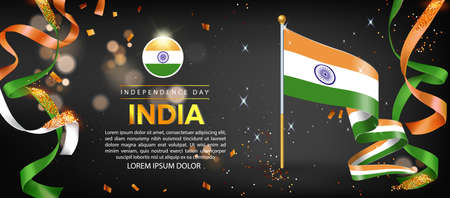 Independence Day of India. Banner Illustration, Poster Template Designのイラスト素材