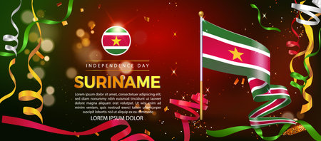 Independence Day of Suriname. Banner Illustration, Poster Template Designのイラスト素材
