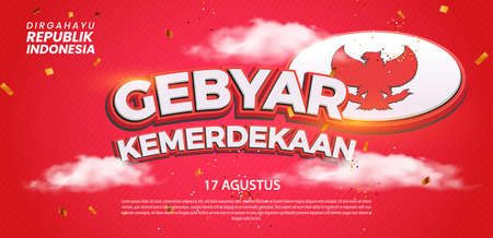 Anniversary Independence Day of the Republic of Indonesia. indonesia merdeka. (English translation: Indonesian independence). Illustration Banner Template Designのイラスト素材