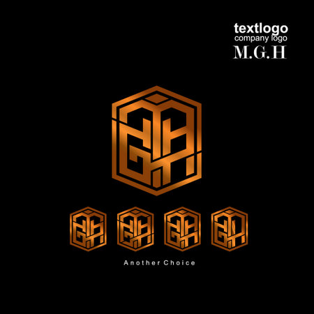 gold logo design. logo text for company, m, g, h golden letter logo, design vector illustrationのイラスト素材