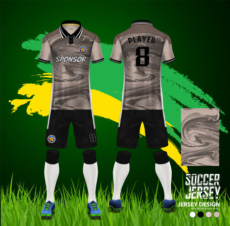 Soccer jersey template, sports t-shirt design with full body set viewのイラスト素材
