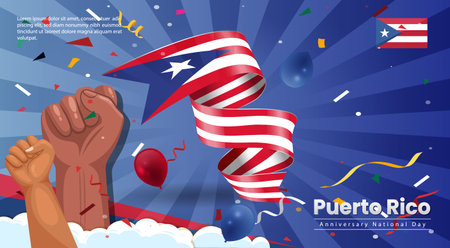Happy National Day Puerto Rico. Banner, Greeting card, Flyer design. Poster Template Designのイラスト素材