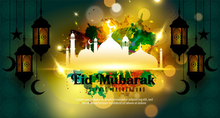 Eid Mubarak , Ramadan background, Eid Mubarak background, Eid Mubarak greeting card, Eid Mubarak background Vector, Eid Mubarak banner template, Islamic background vectorのイラスト素材