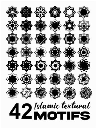 Islamic textural motifs, vector design illustrationのイラスト素材